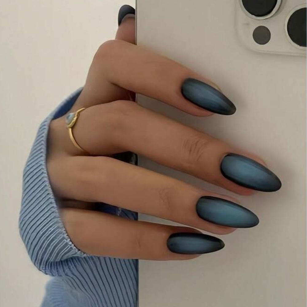 Blue Chrome Cat Eye Press On Nail Set NEW 🏷️